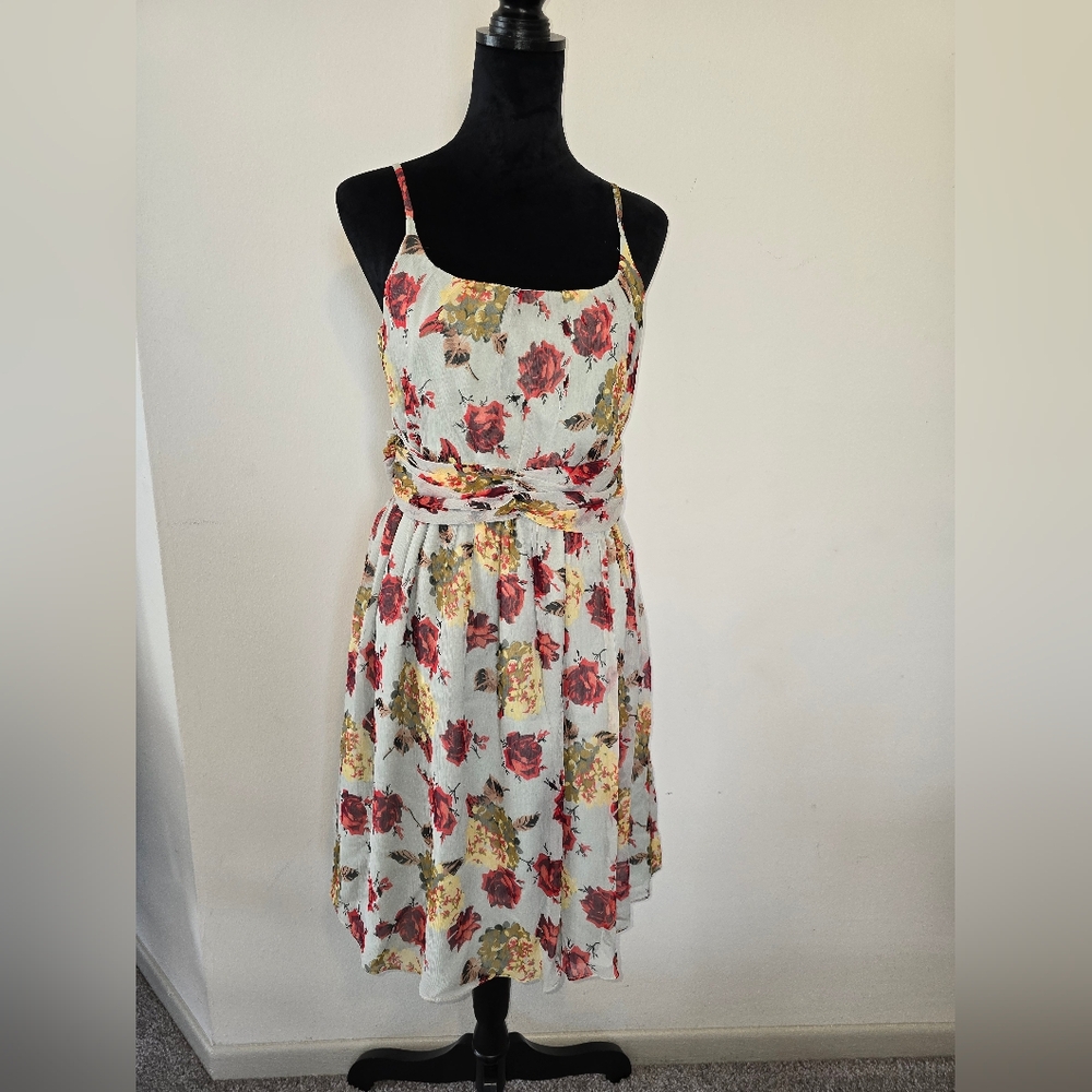 Anna Sui Anthropology Y2K floral Silk Dress Size 8